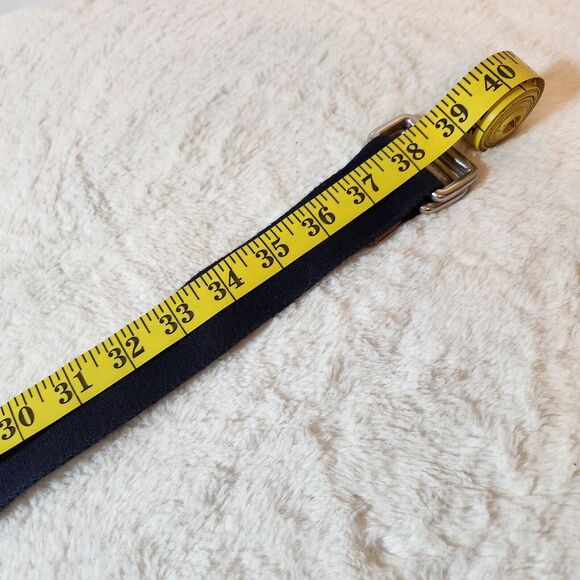 Polo Ralph Lauren Adjustable Belt Navy Blue Cloth Leather Trim Measures 38" Golf - Picture 6 of 6